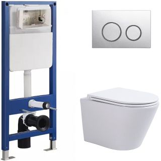 Сет Sintesi SIN-CCI-SMP-101,SIN-FB-BRC-504,SIN-TS-SLR-181: инсталляция кнопка смыва хром унитаз Essler белый крышка-сиденье белая